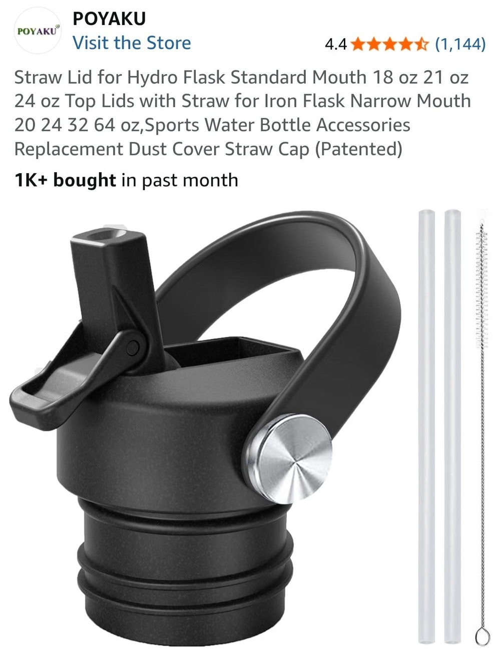 Black Straw Lid Replacement for Hydro Flask and Sports Bottles